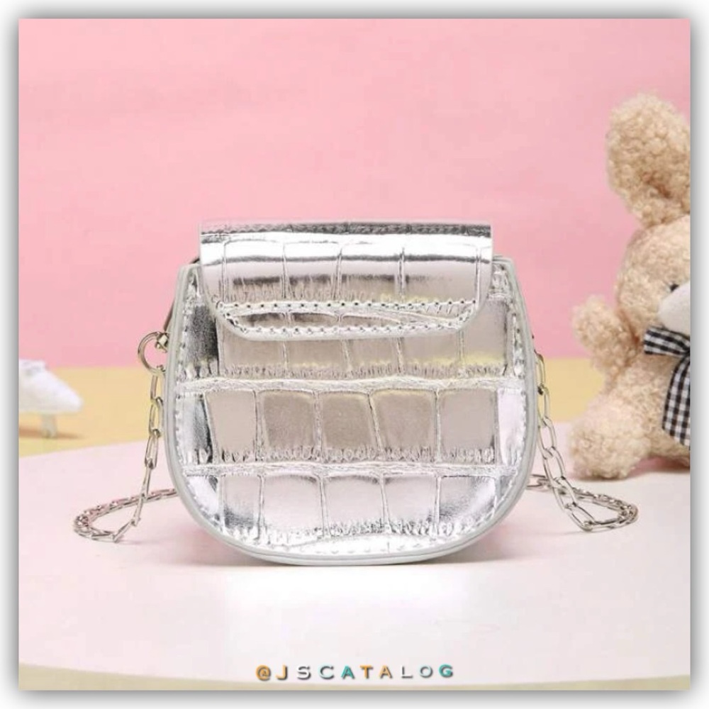 NEW Silver Leather Crossbody Coin Purse Bag - Picture 4 of 9